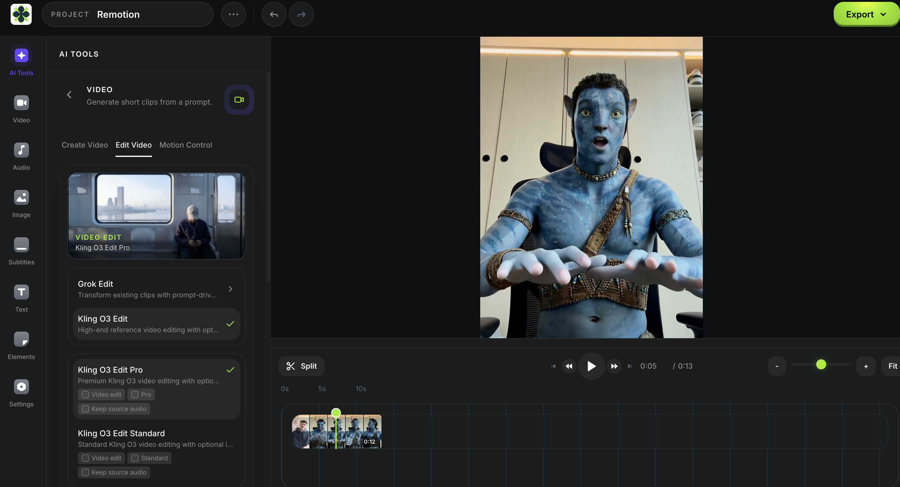 Motion Control panel inside the Satura editor
